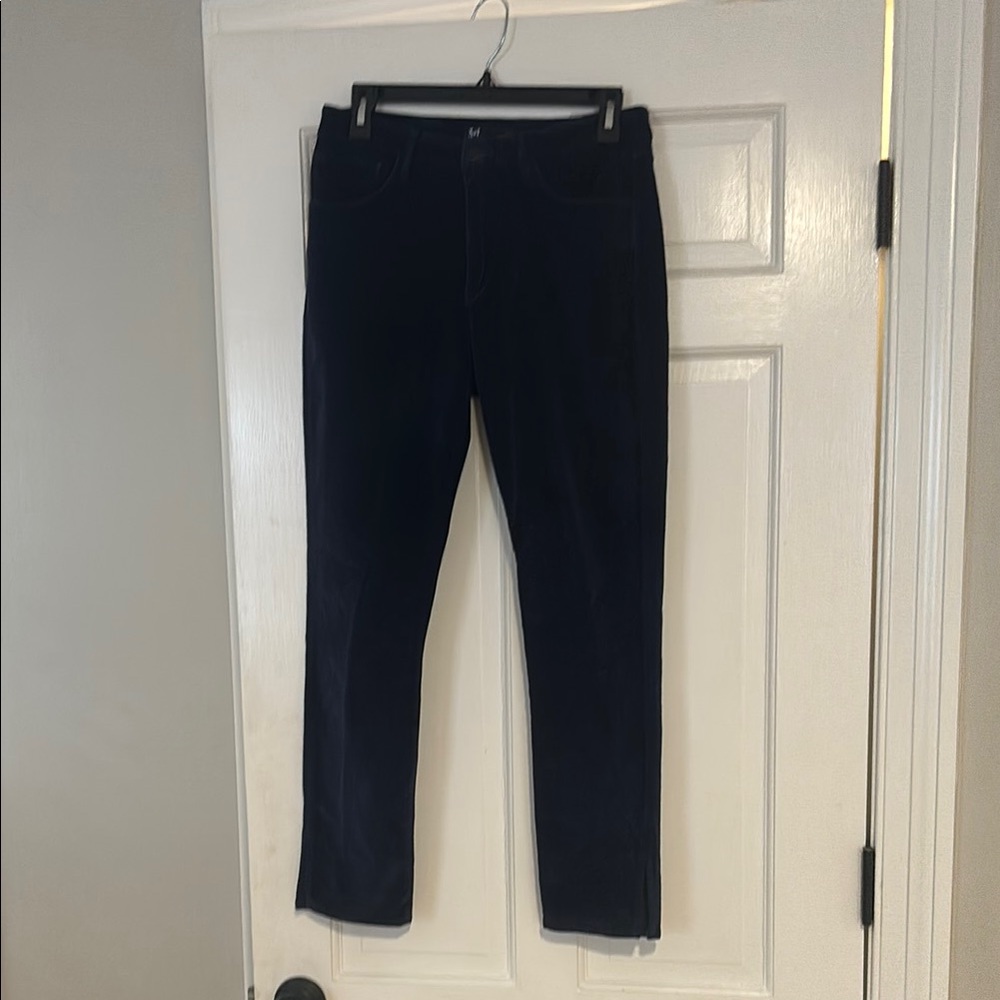 3x1 blue velvet pants with split hem at ankle. Size 27
